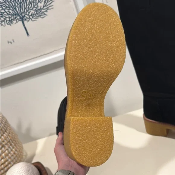 Stuart Weitzman NWT Montana Slouch Black Suede Knee-High Boots with Tan Sole - Picture 4 of 7